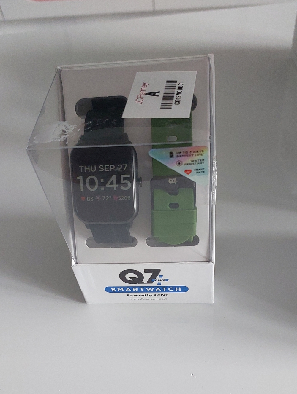 Smartwatch with Black Case and Green Band - Plus Wearable